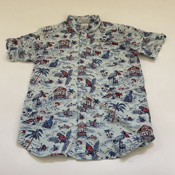Columbia Hawaiian Shirt Button Up Small Beachy Outdoorsy Preppy‎ All Over Print - Picture 1 of 8